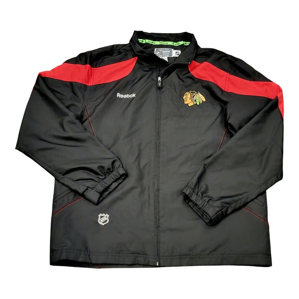 Reebok NHL Chicago Blackhawks Center Ice Full Zip Jacket Mens Large Black Red
